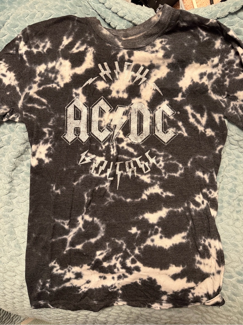 AC/DC Black & White Tie-Dye Kids Graphic Tee